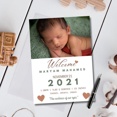 Birth Announcement Card - AyaansCraftyCreation - AyaansCraftyCreation