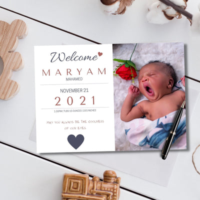 Birth Announcement Card - AyaansCraftyCreation - AyaansCraftyCreation