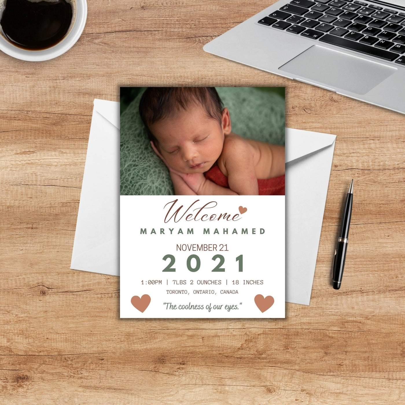 Birth Announcement Card - AyaansCraftyCreation - AyaansCraftyCreation