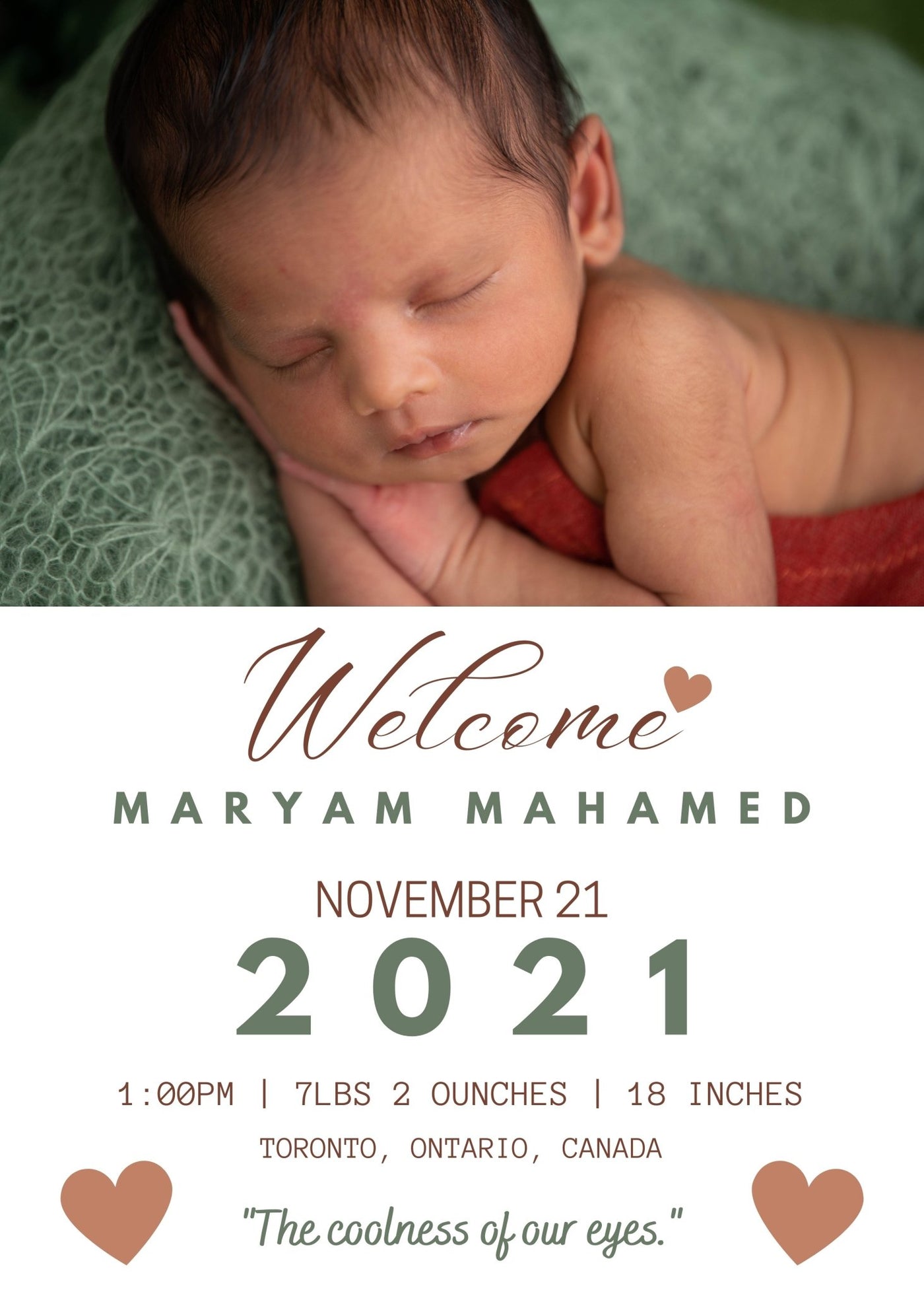 Birth Announcement Card - AyaansCraftyCreation - AyaansCraftyCreation