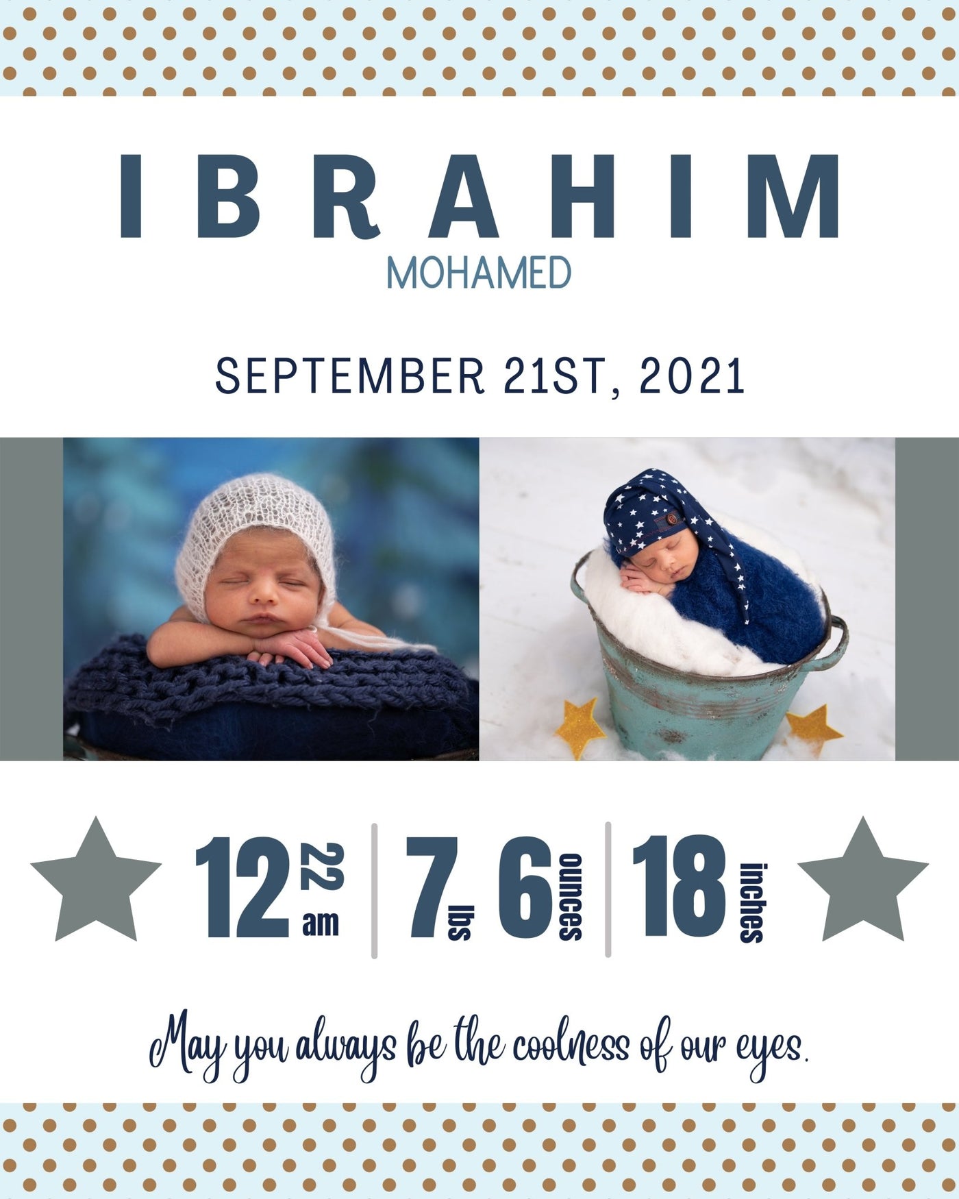 Birth Announcement Wall Art - AyaansCraftyCreation - AyaansCraftyCreation