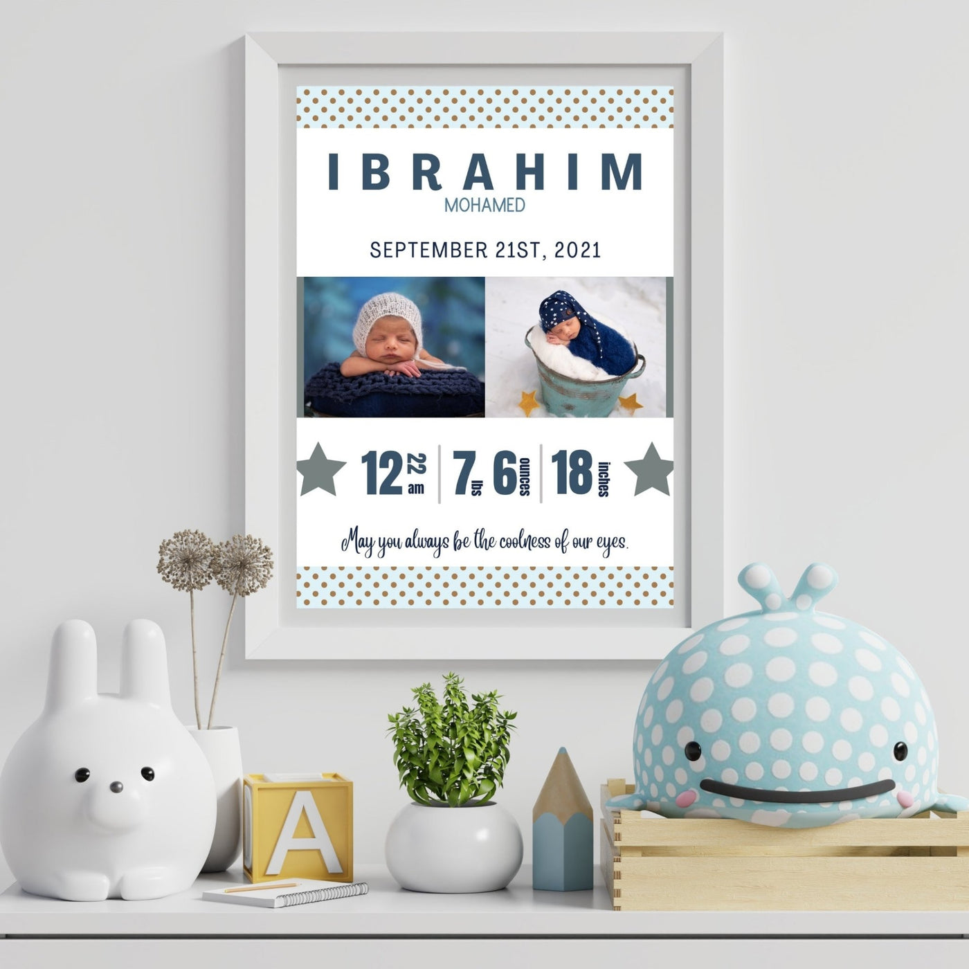 Birth Announcement Wall Art - AyaansCraftyCreation - AyaansCraftyCreation