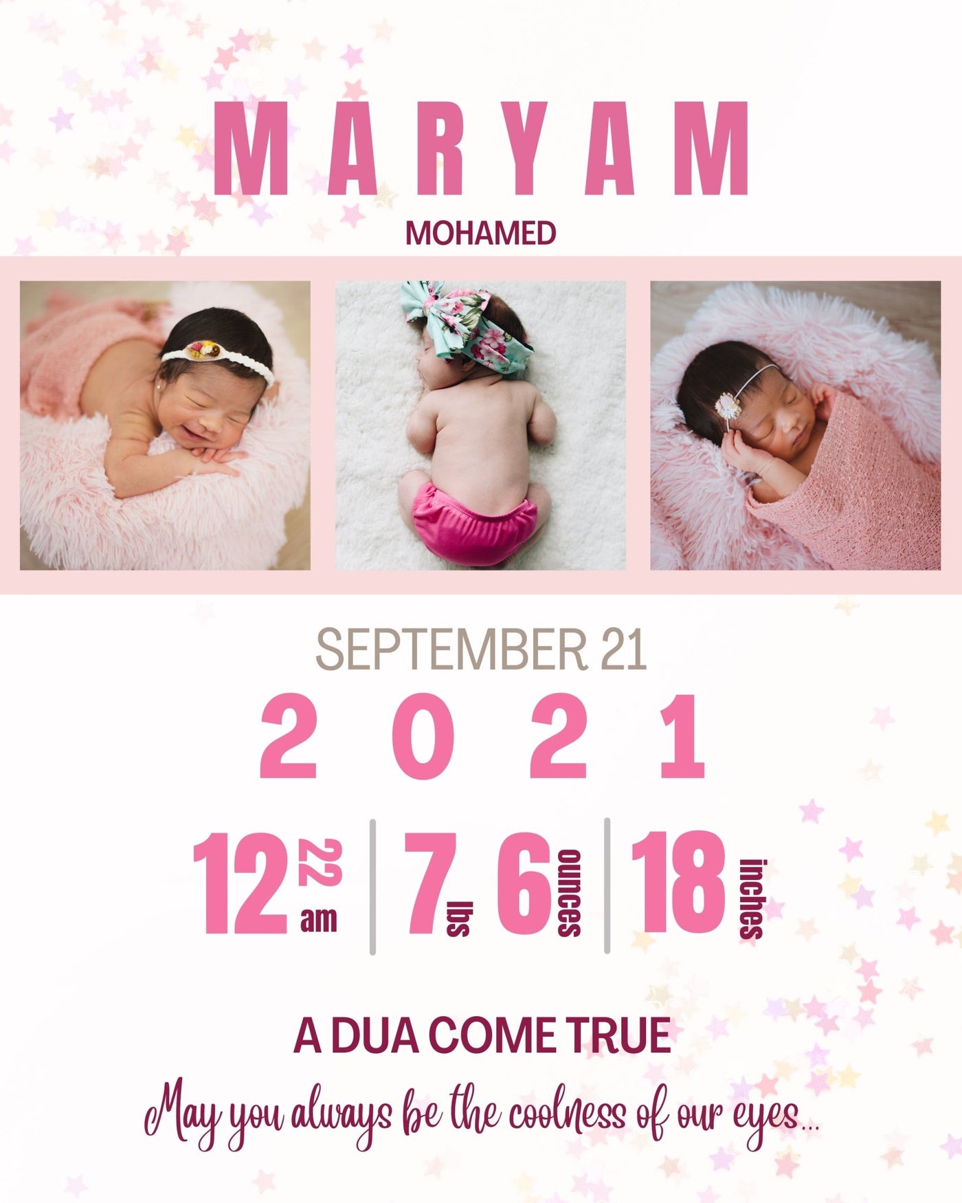 Birth Announcement Wall Art - AyaansCraftyCreation - AyaansCraftyCreation