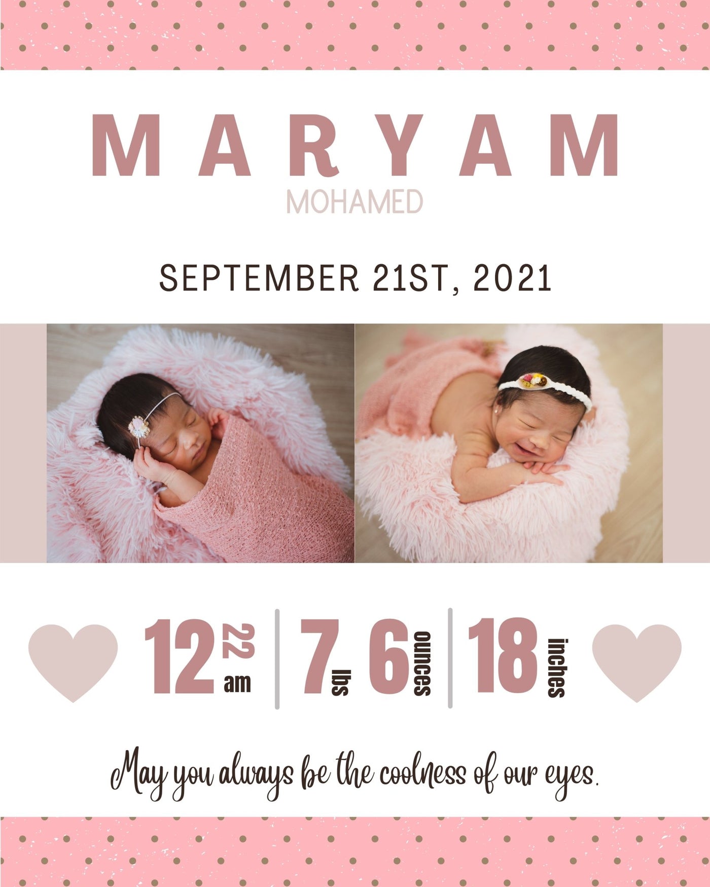 Birth Announcement Wall Art - AyaansCraftyCreation - AyaansCraftyCreation