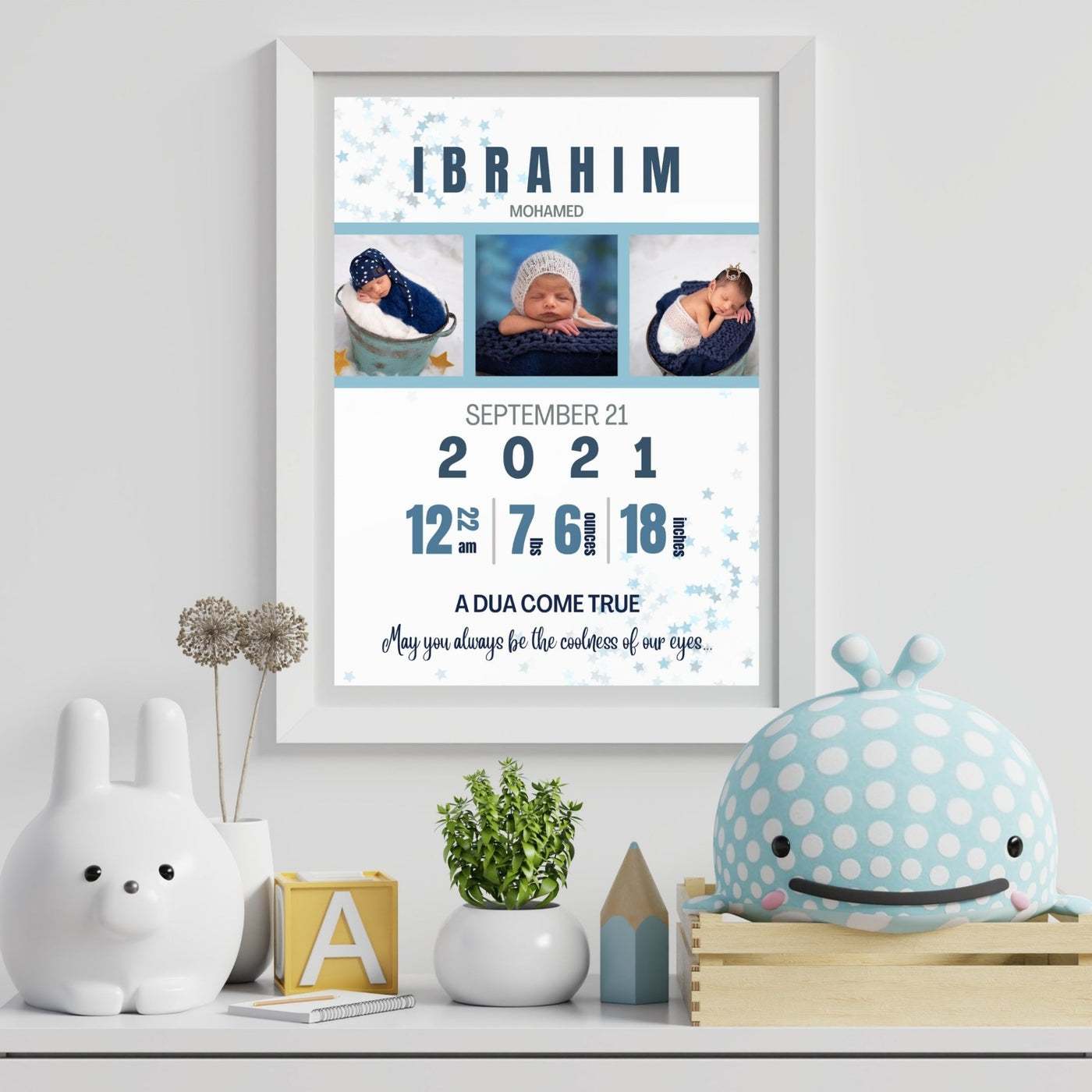 Birth Announcement Wall Art - AyaansCraftyCreation - AyaansCraftyCreation