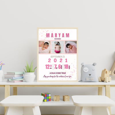 Birth Announcement Wall Art - AyaansCraftyCreation - AyaansCraftyCreation