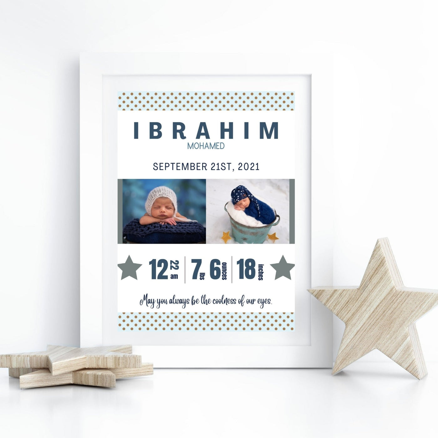 Birth Announcement Wall Art - AyaansCraftyCreation - AyaansCraftyCreation