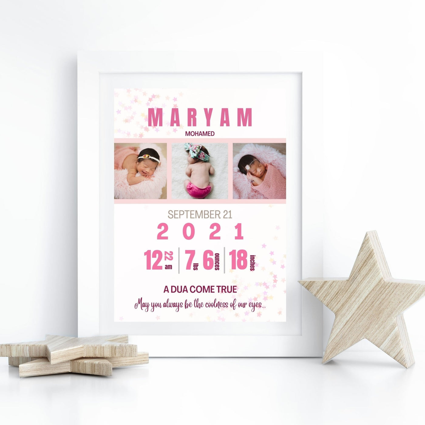 Birth Announcement Wall Art - AyaansCraftyCreation - AyaansCraftyCreation