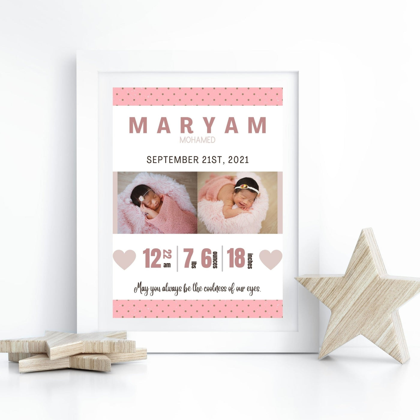 Birth Announcement Wall Art - AyaansCraftyCreation - AyaansCraftyCreation