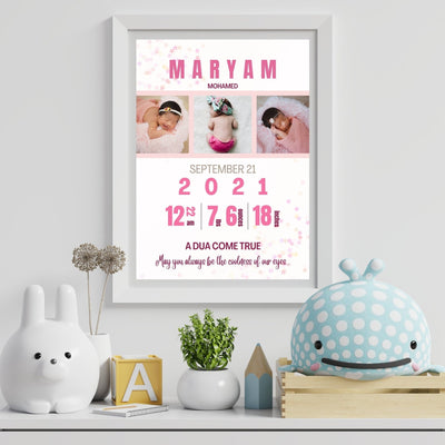 Birth Announcement Wall Art - AyaansCraftyCreation - AyaansCraftyCreation