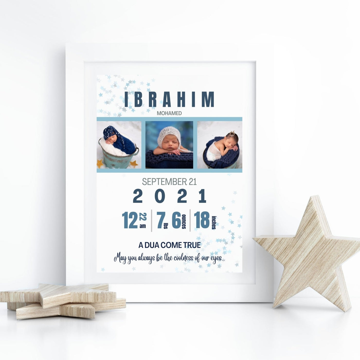 Birth Announcement Wall Art - AyaansCraftyCreation - AyaansCraftyCreation